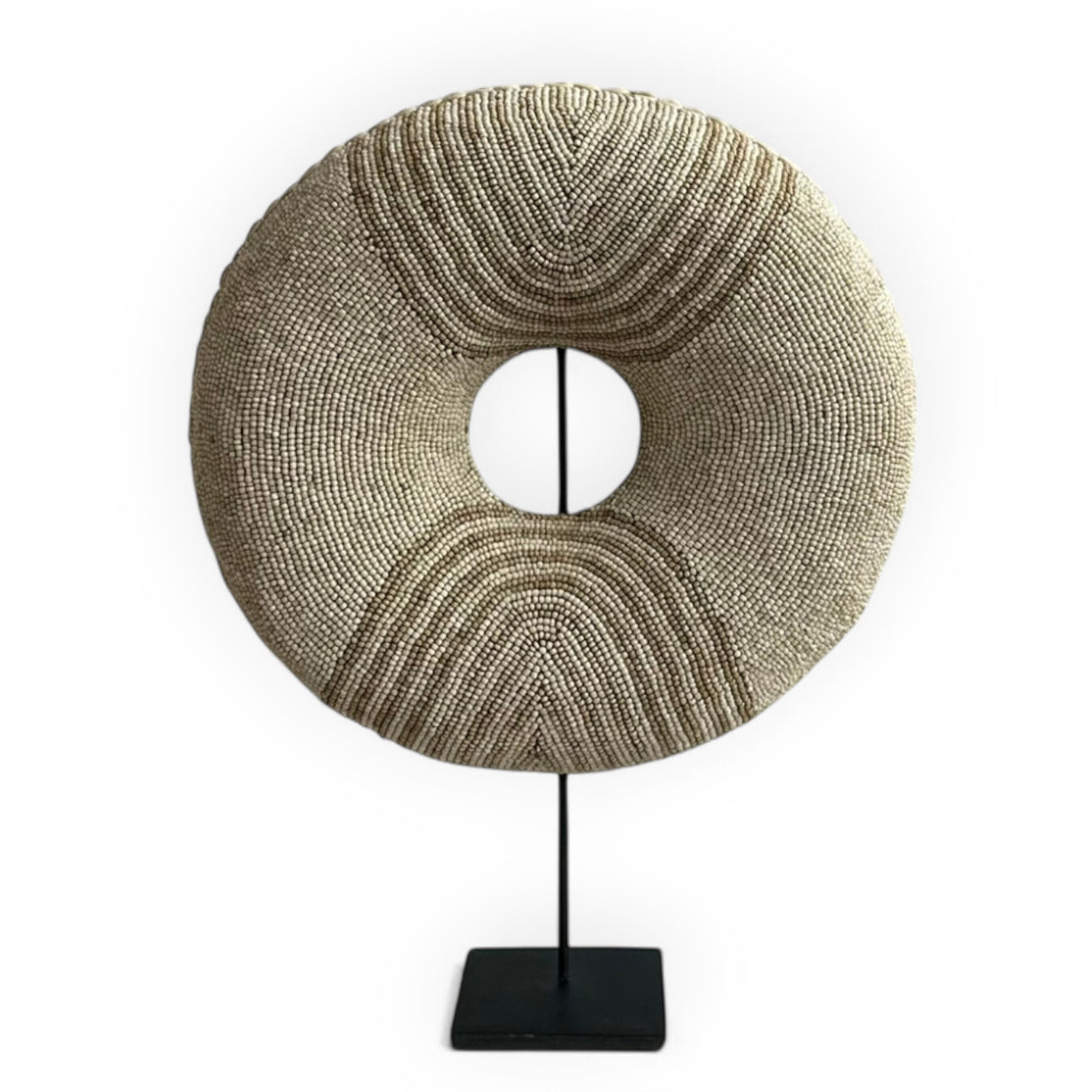 Bead Donut Decoration with Stand | Beige, Cream 55cm