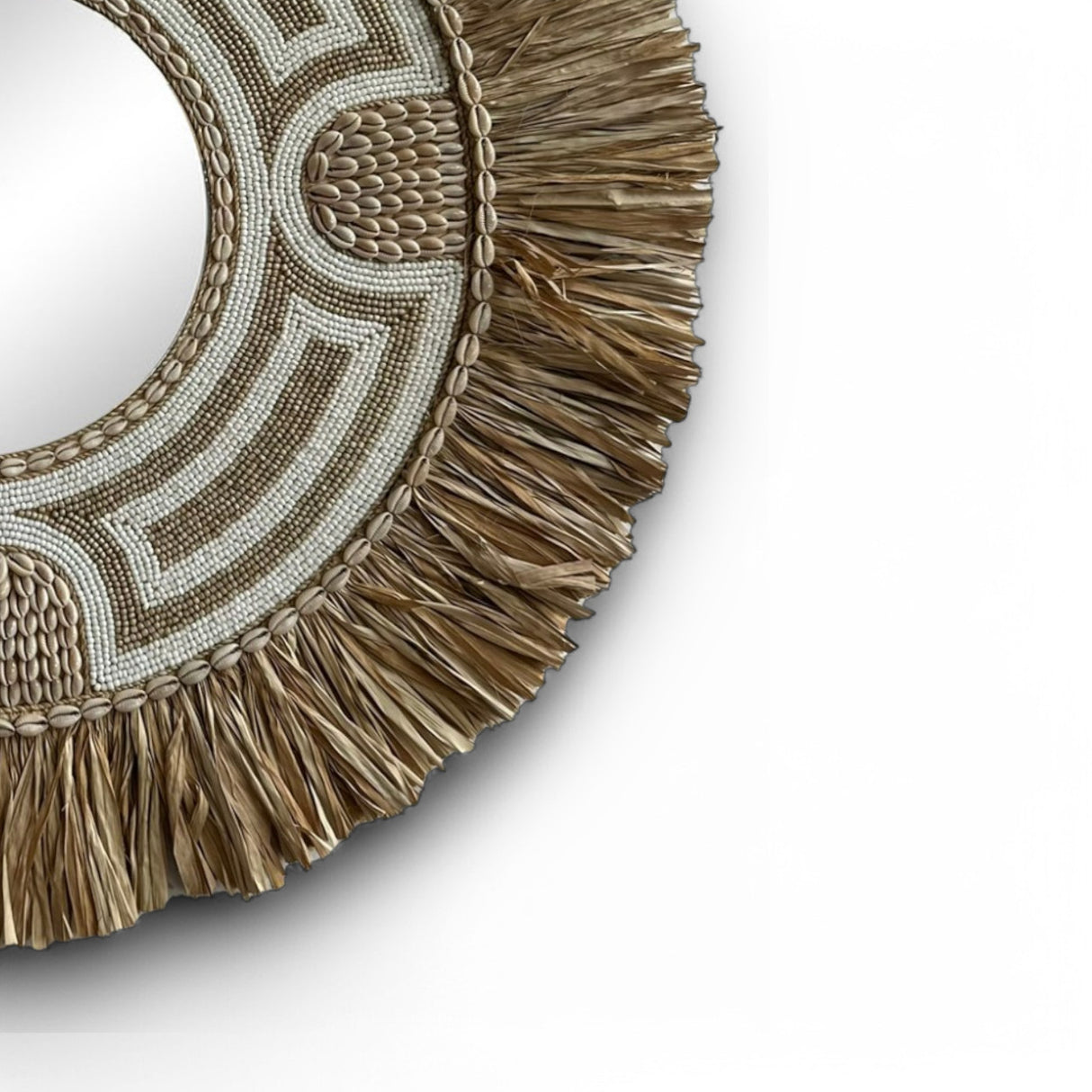 Natural Frame Mirror | Beaded, Woven 80cm