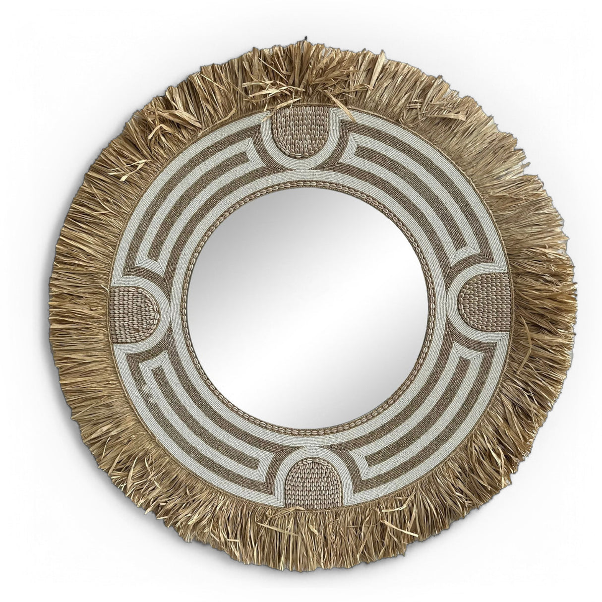 Natural Frame Mirror | Beaded, Woven 150cm