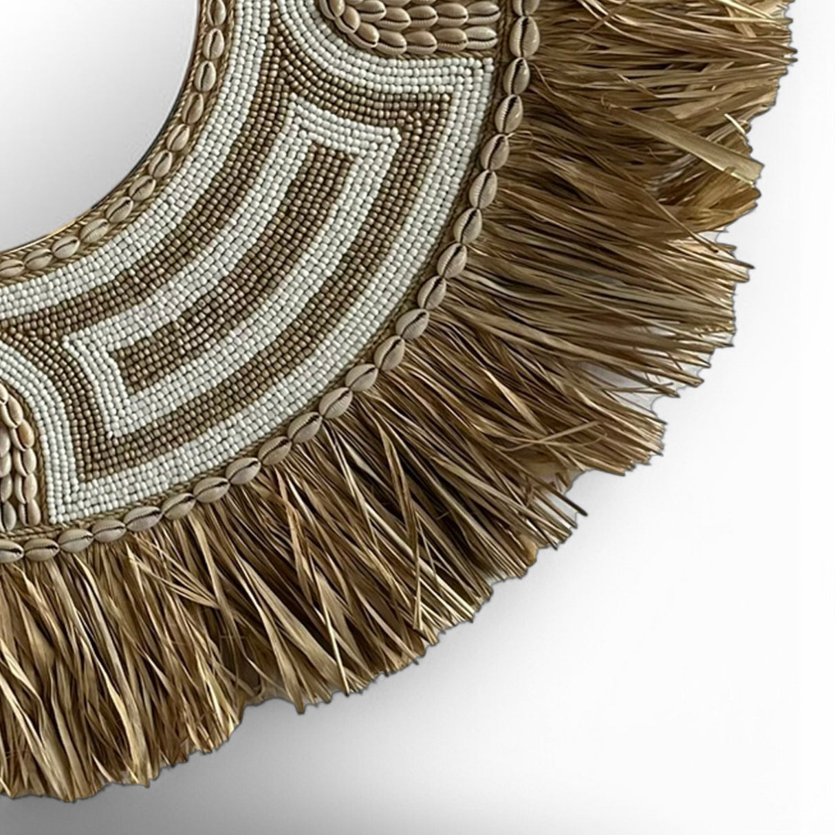 Natural Frame Mirror | Beaded, Woven 70cm