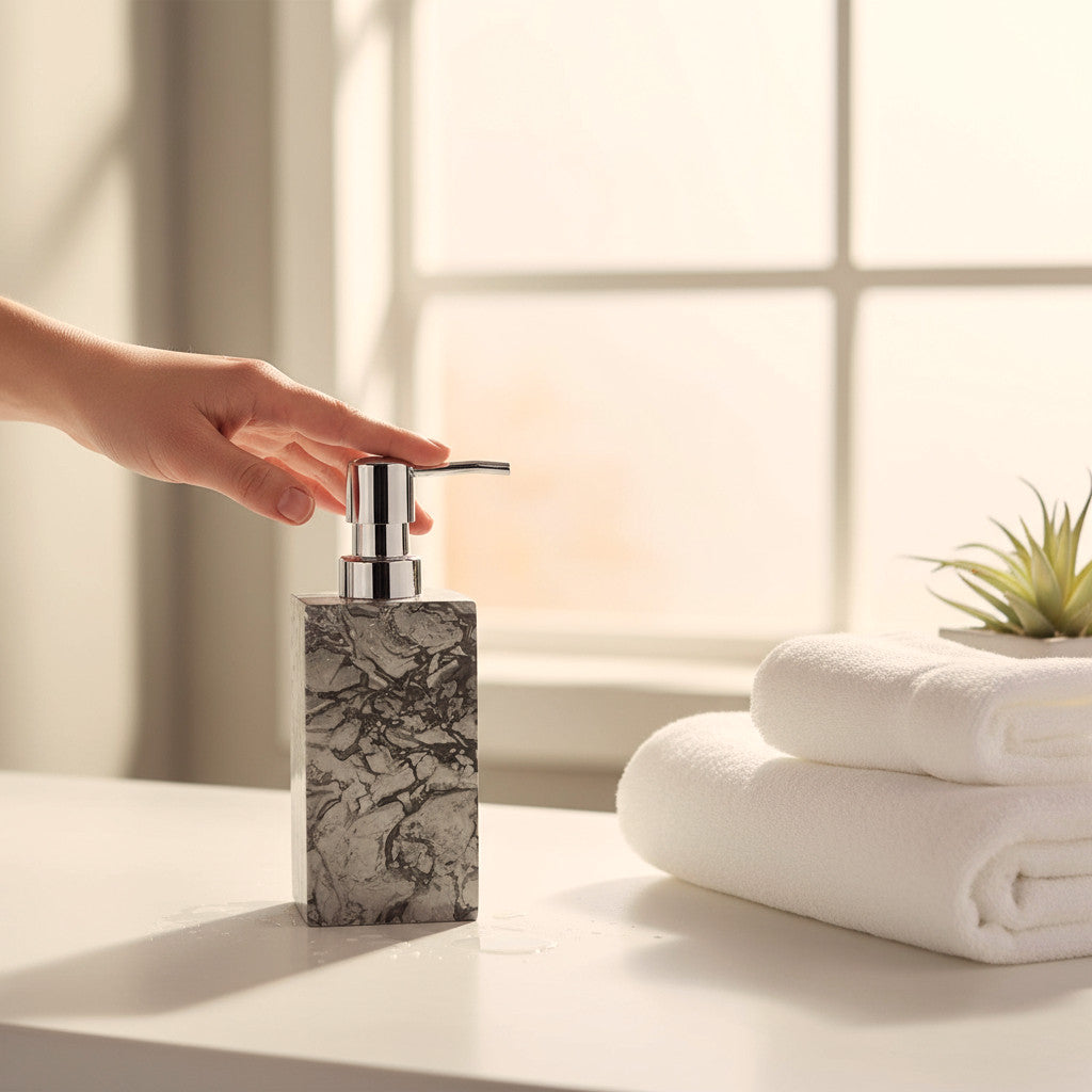 Natural Riverstone Soap Dispensers | Square, Marbled