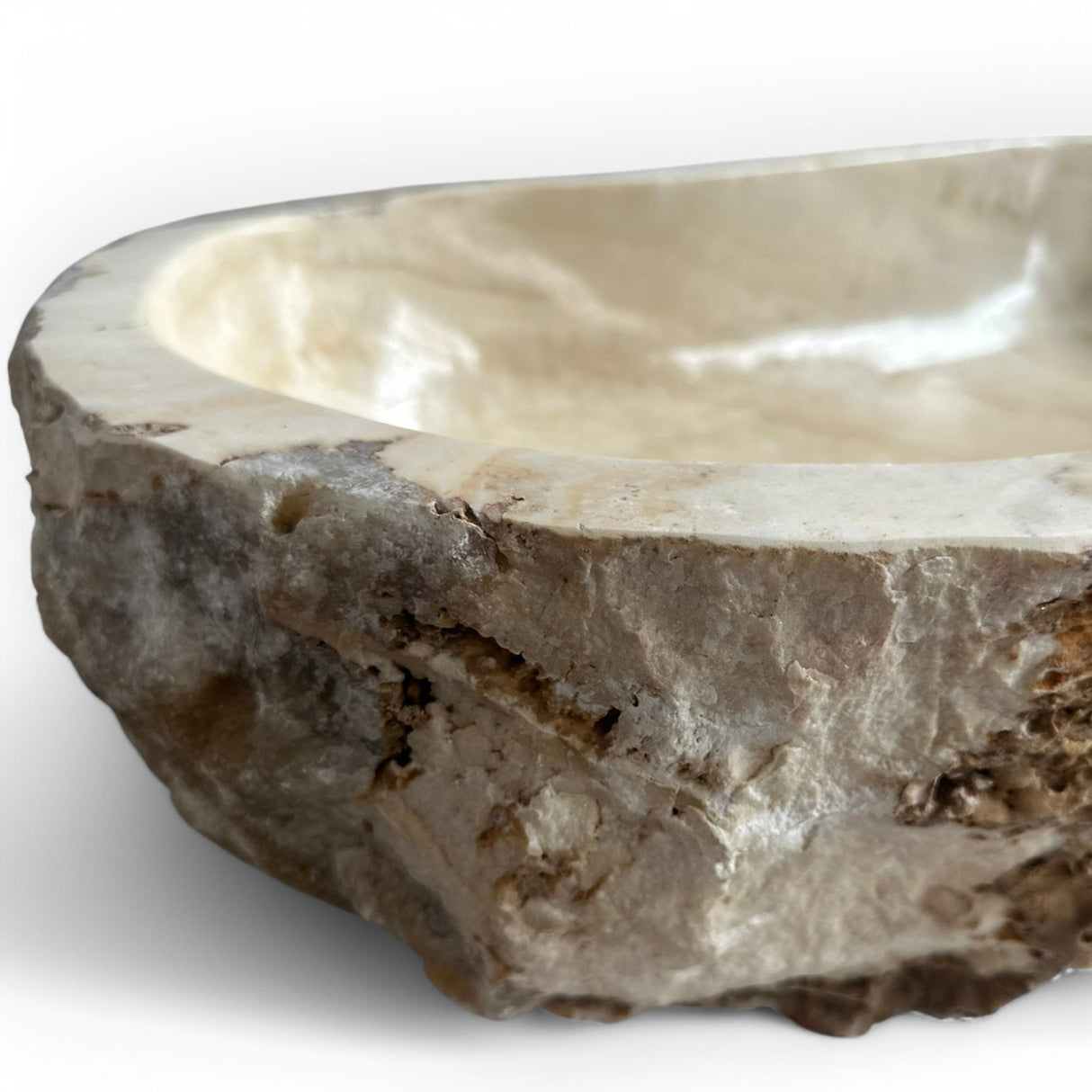 Indonesian Riverstone Basin/Sink - Cream, Marbled