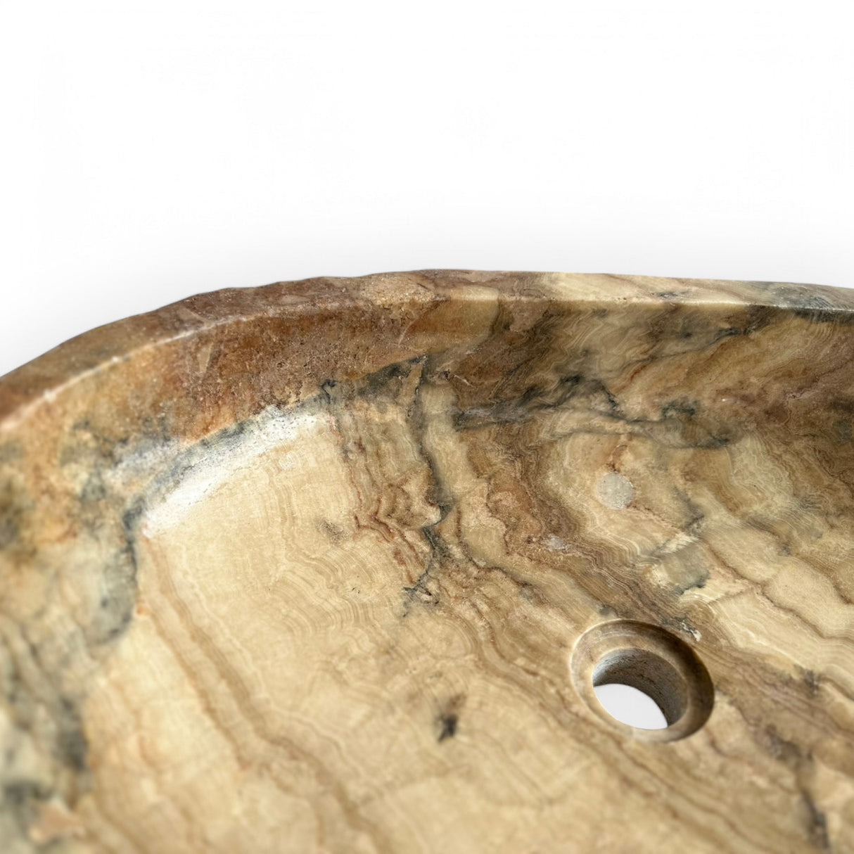 Indonesian Riverstone Basin/Sink - Brown, Marbled