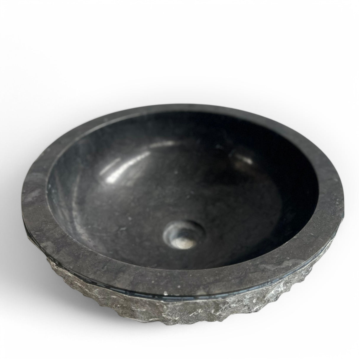 Indonesian Riverstone Basin/Sink - Charcoal, Marbled, Round 40cm