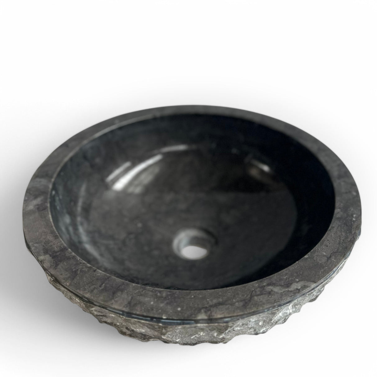 Indonesian Riverstone Basin/Sink - Charcoal, Marbled, Round 40cm