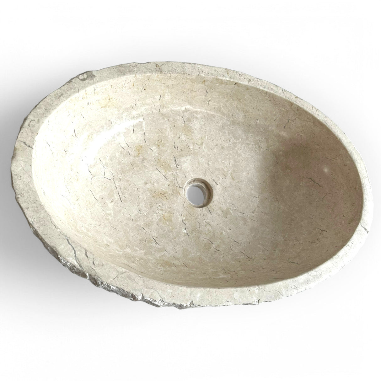 Indonesian Riverstone Basin/Sink - Cream, Marbled, Oval