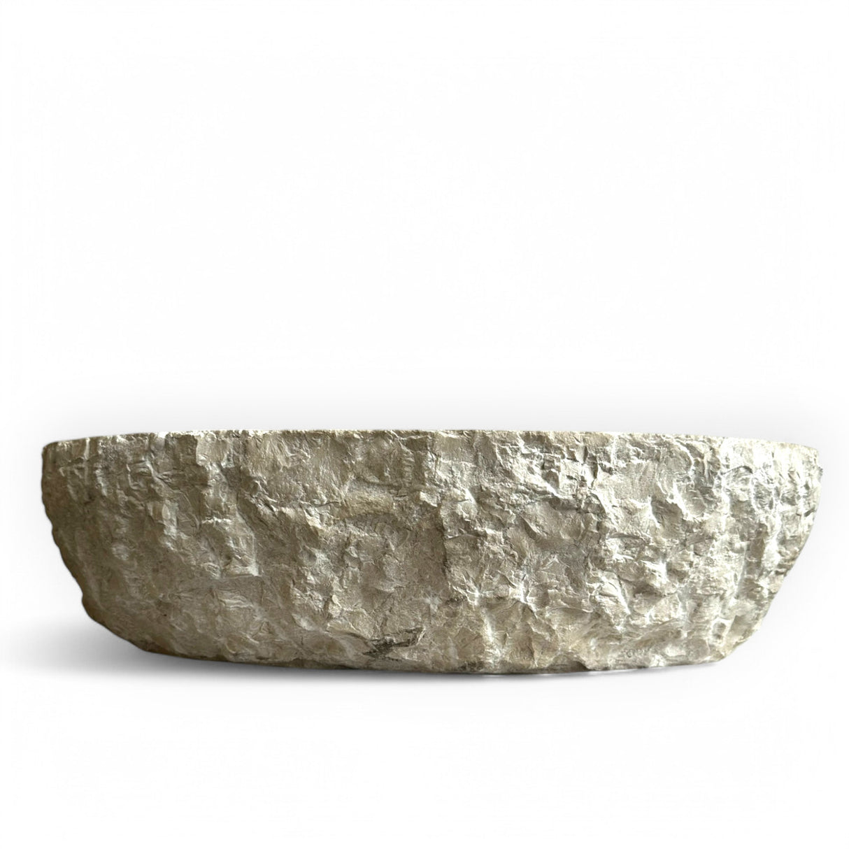 Indonesian Riverstone Basin/Sink - Cream, Marbled, Oval