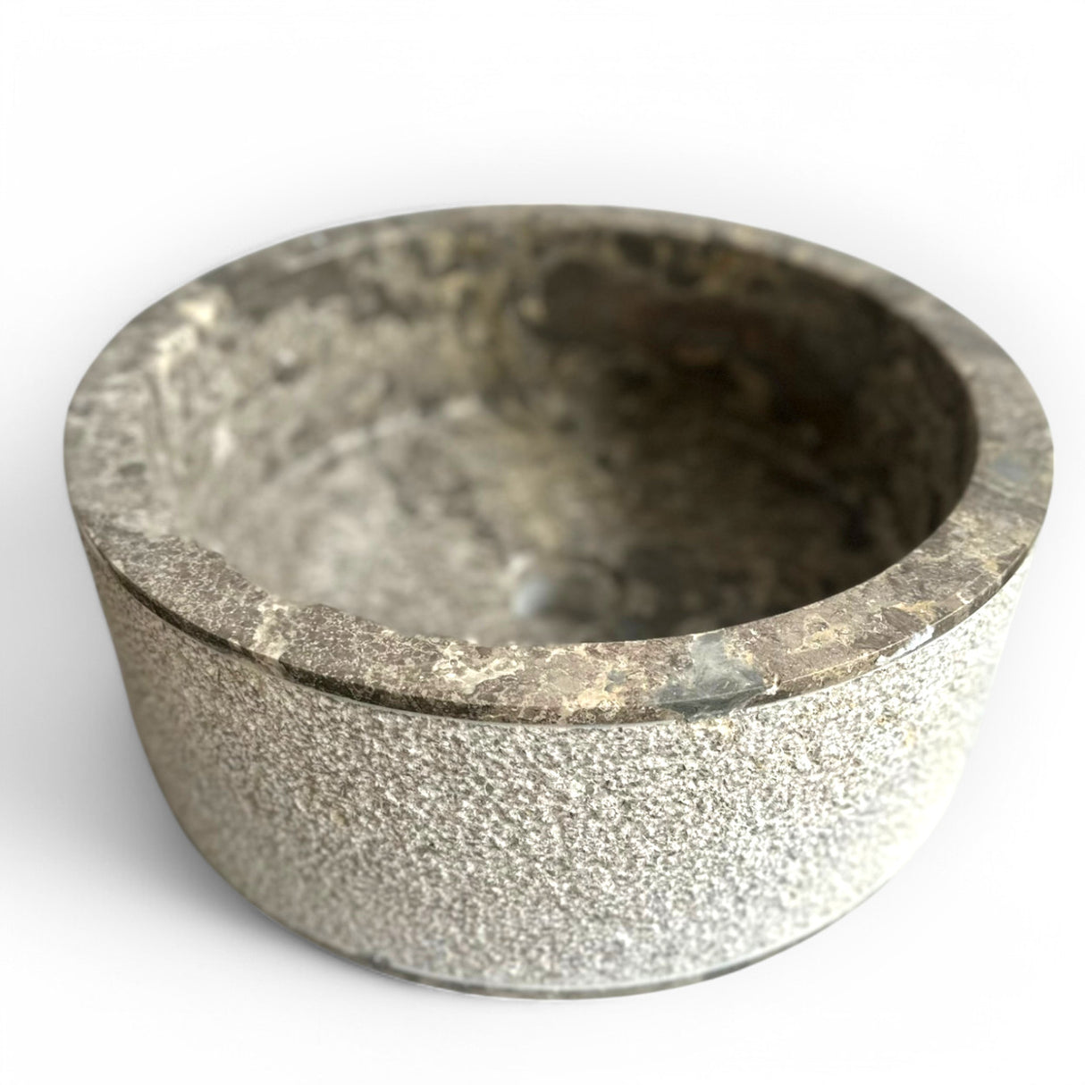 Indonesian Riverstone Basin/Sink - Grey, Marbled, Round