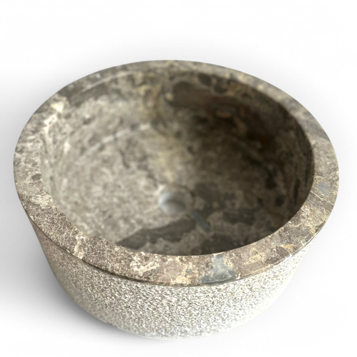 Indonesian Riverstone Basin/Sink - Grey, Marbled, Round