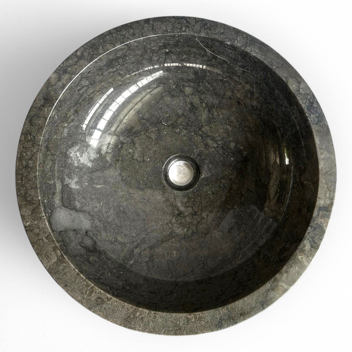 Indonesian Riverstone Basin/Sink - Charcoal, Marbled, Round 50cm