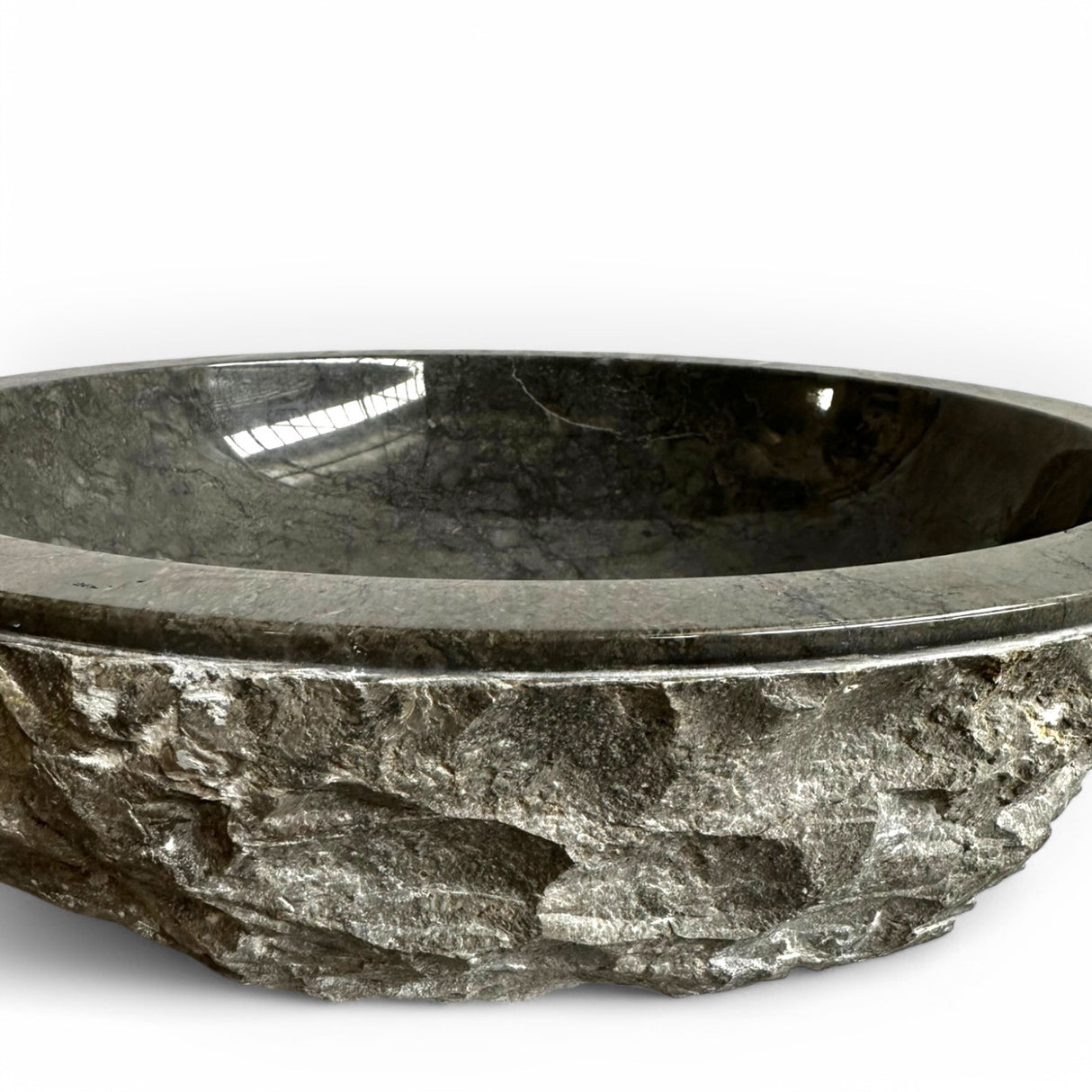 Indonesian Riverstone Basin/Sink - Charcoal, Marbled, Round 50cm