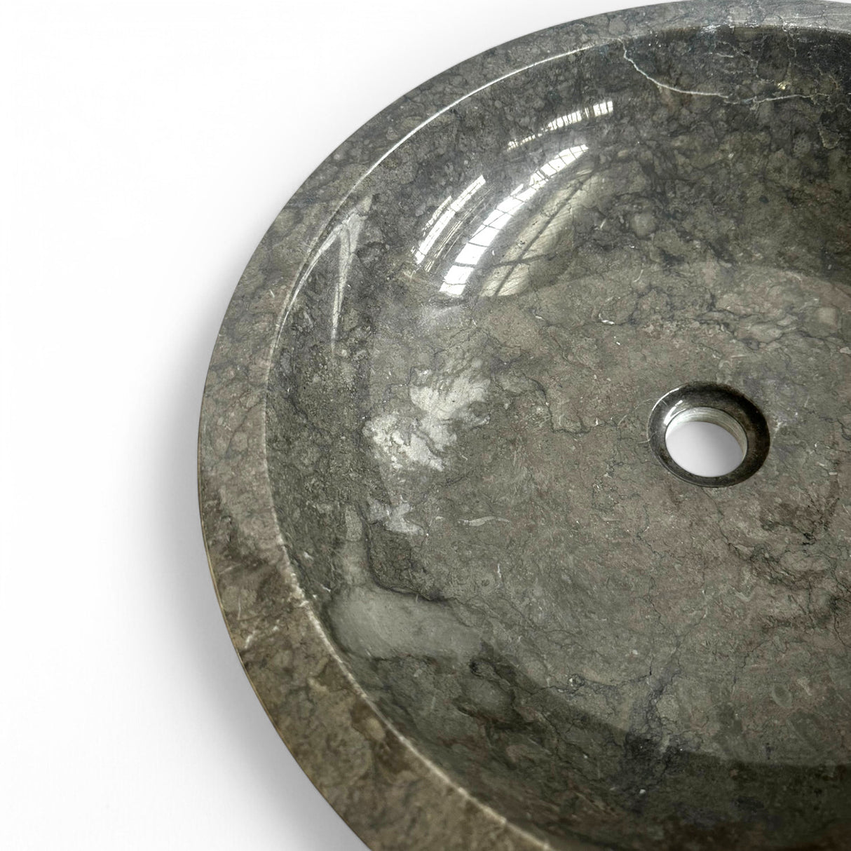 Indonesian Riverstone Basin/Sink - Charcoal, Marbled, Round 50cm