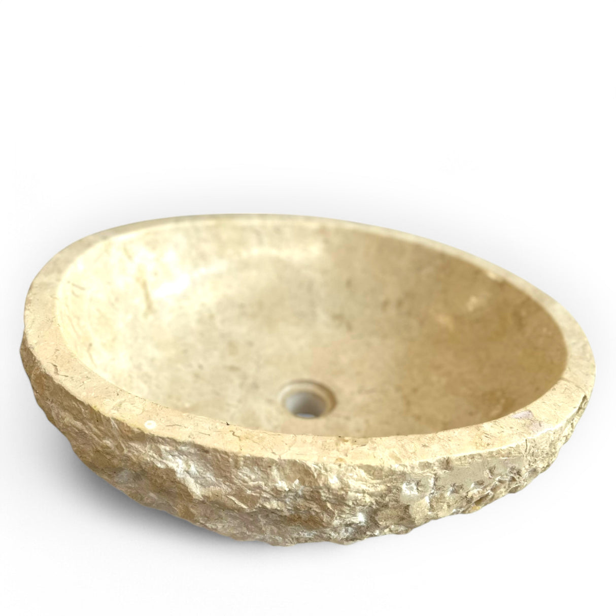 Indonesian Riverstone Basin/Sink - Beige, Marbled, Oval