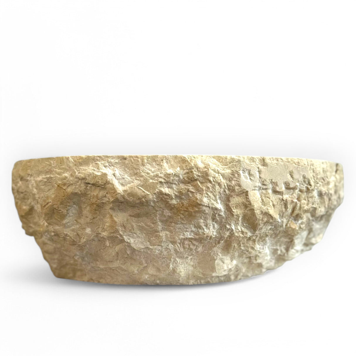 Indonesian Riverstone Basin/Sink - Beige, Marbled, Oval