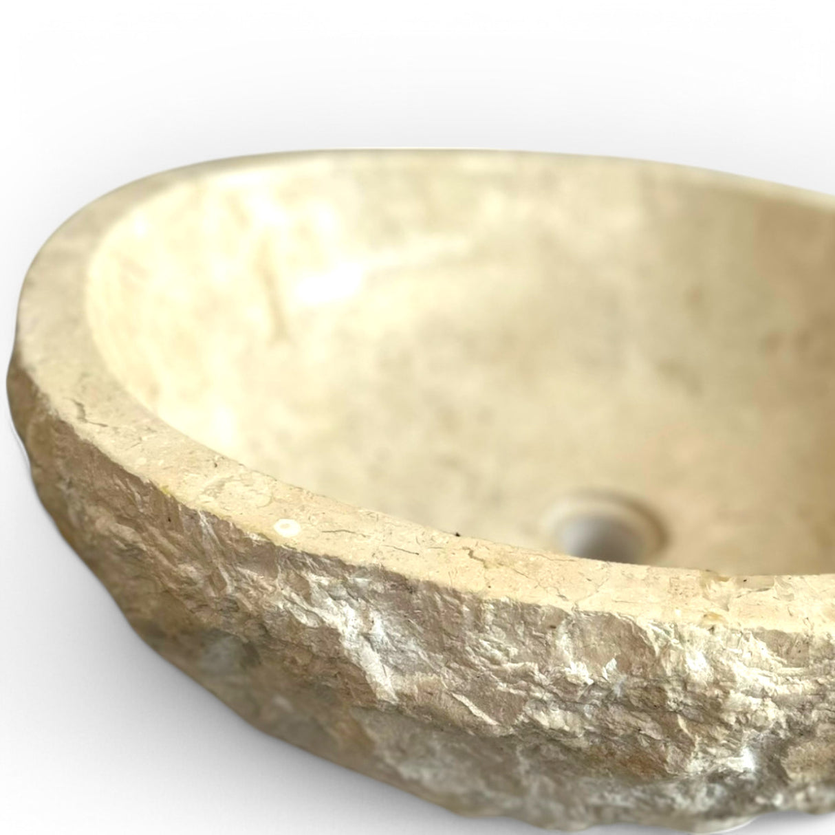 Indonesian Riverstone Basin/Sink - Beige, Marbled, Oval