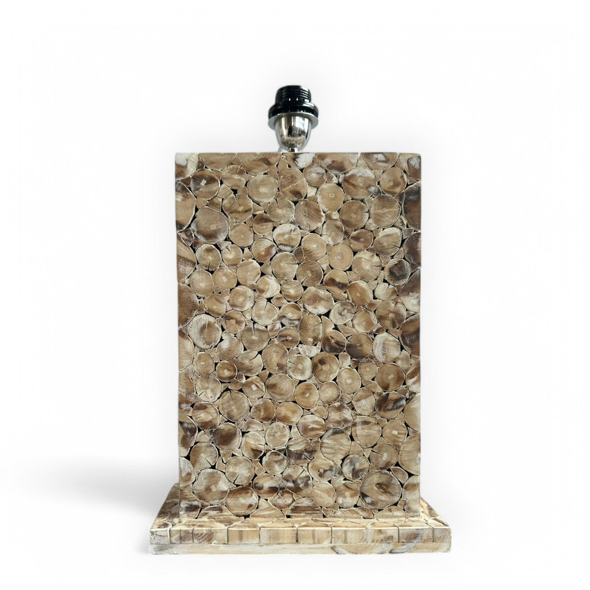 Rectangular Wooden Discs Lamp | Natural 40cm