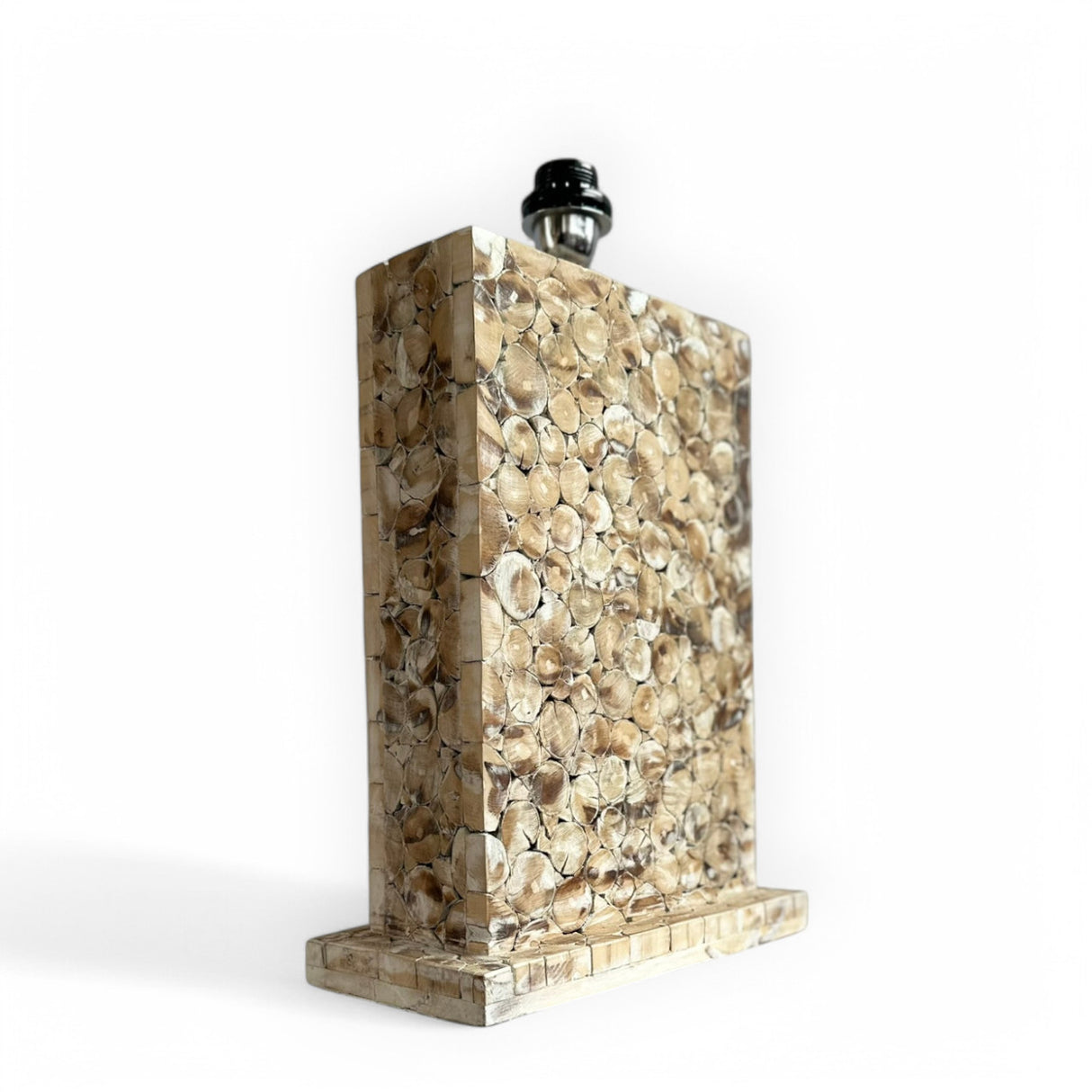 Rectangular Wooden Discs Lamp | Natural 40cm