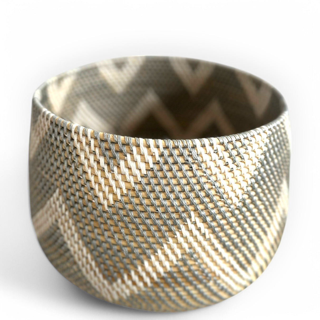 Handwoven Zigzag Basket | White, Grey, Natural