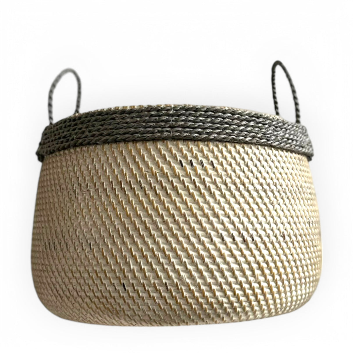 Woven Basket Rope Trim Narrow | Grey, White Wash