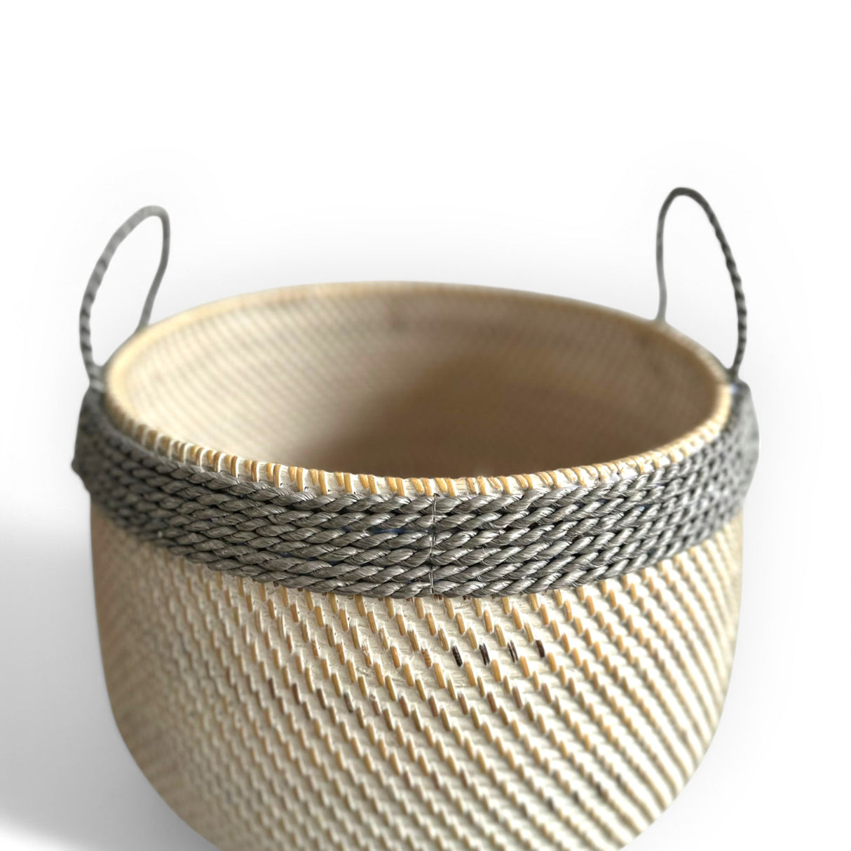 Woven Basket Rope Trim Narrow | Grey, White Wash