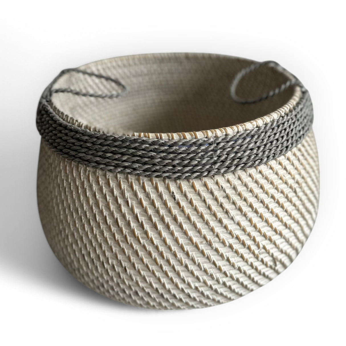 Woven Basket Rope Trim Wide | Grey, White Wash