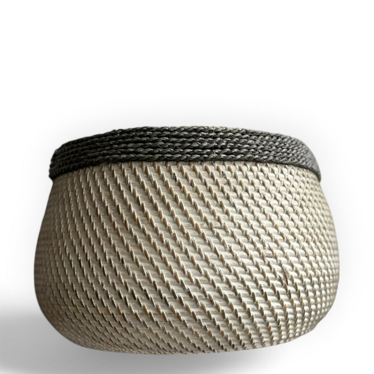 Woven Basket Rope Trim Wide | Grey, White Wash