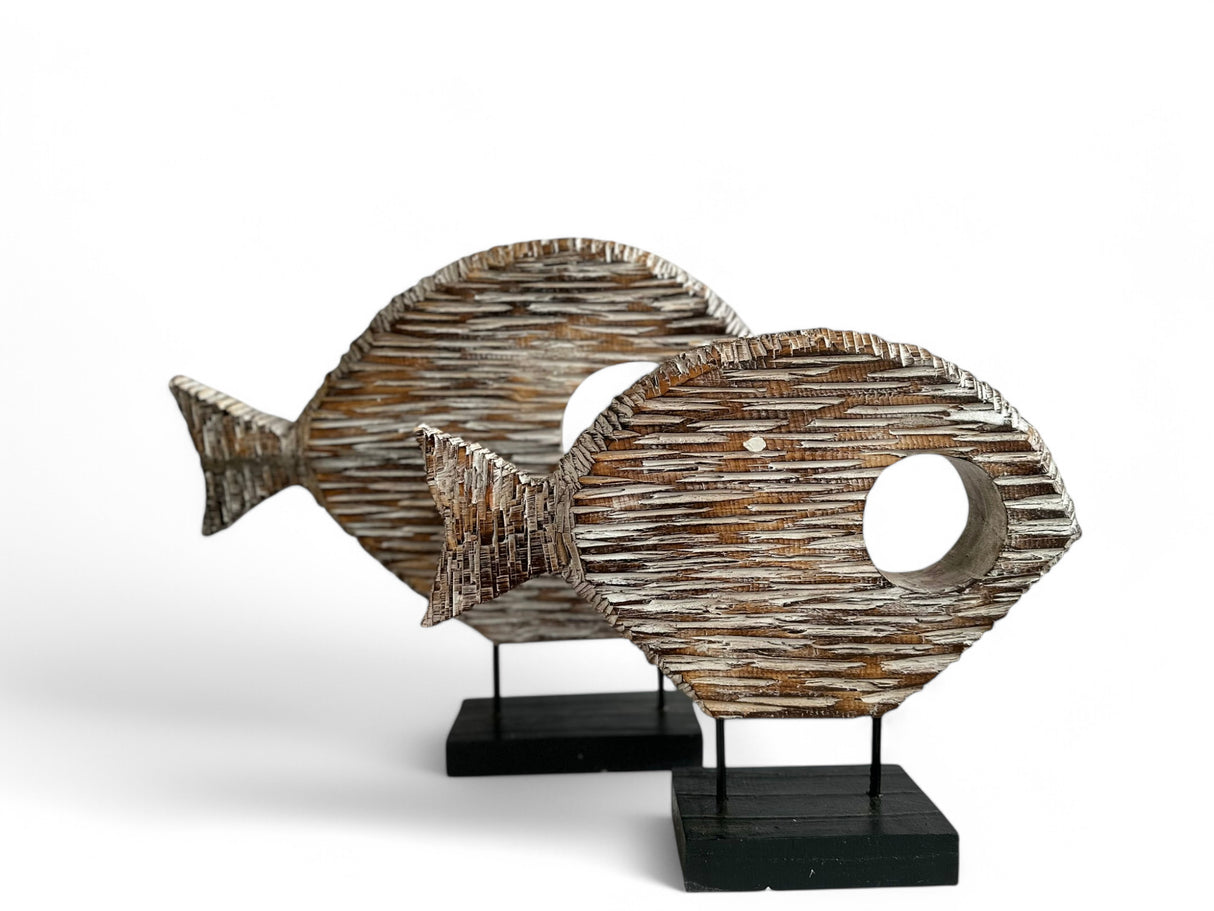 Hole Fish | Natural, Wood Wash, Set of 2