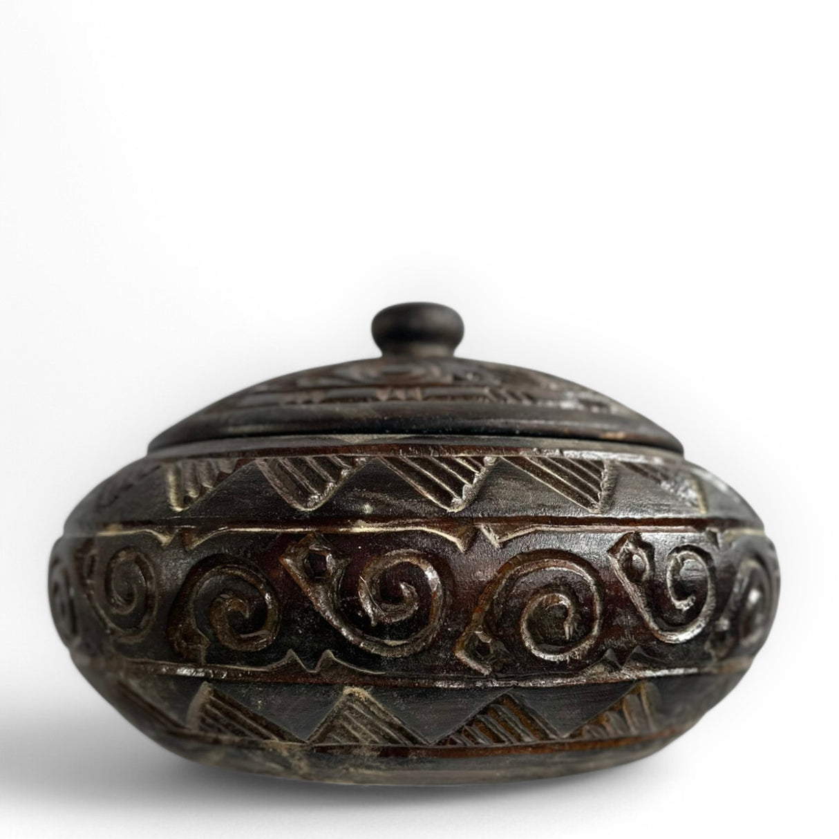 Wooden Bowl Carving | Brown, With Lid