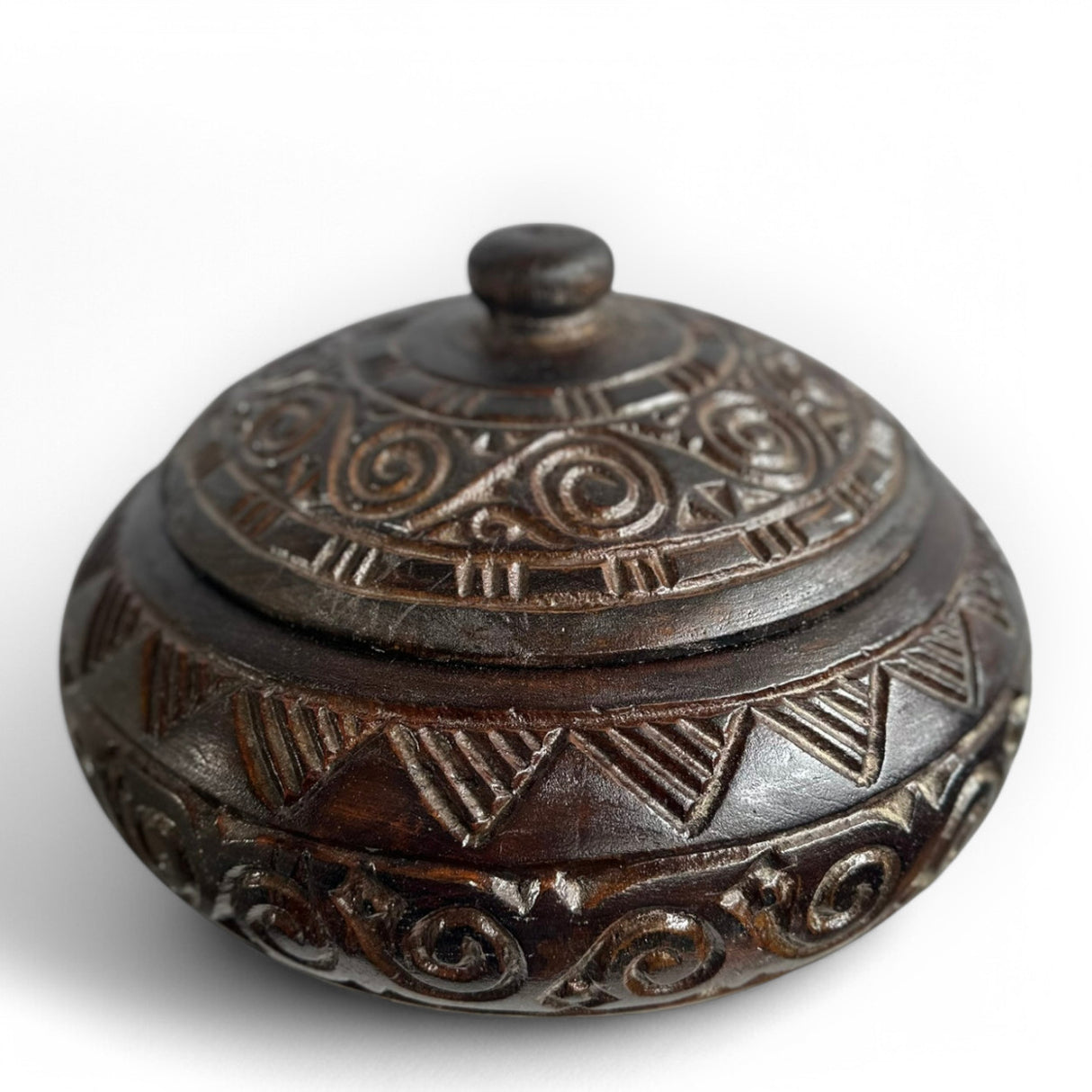 Wooden Bowl Carving | Brown, With Lid