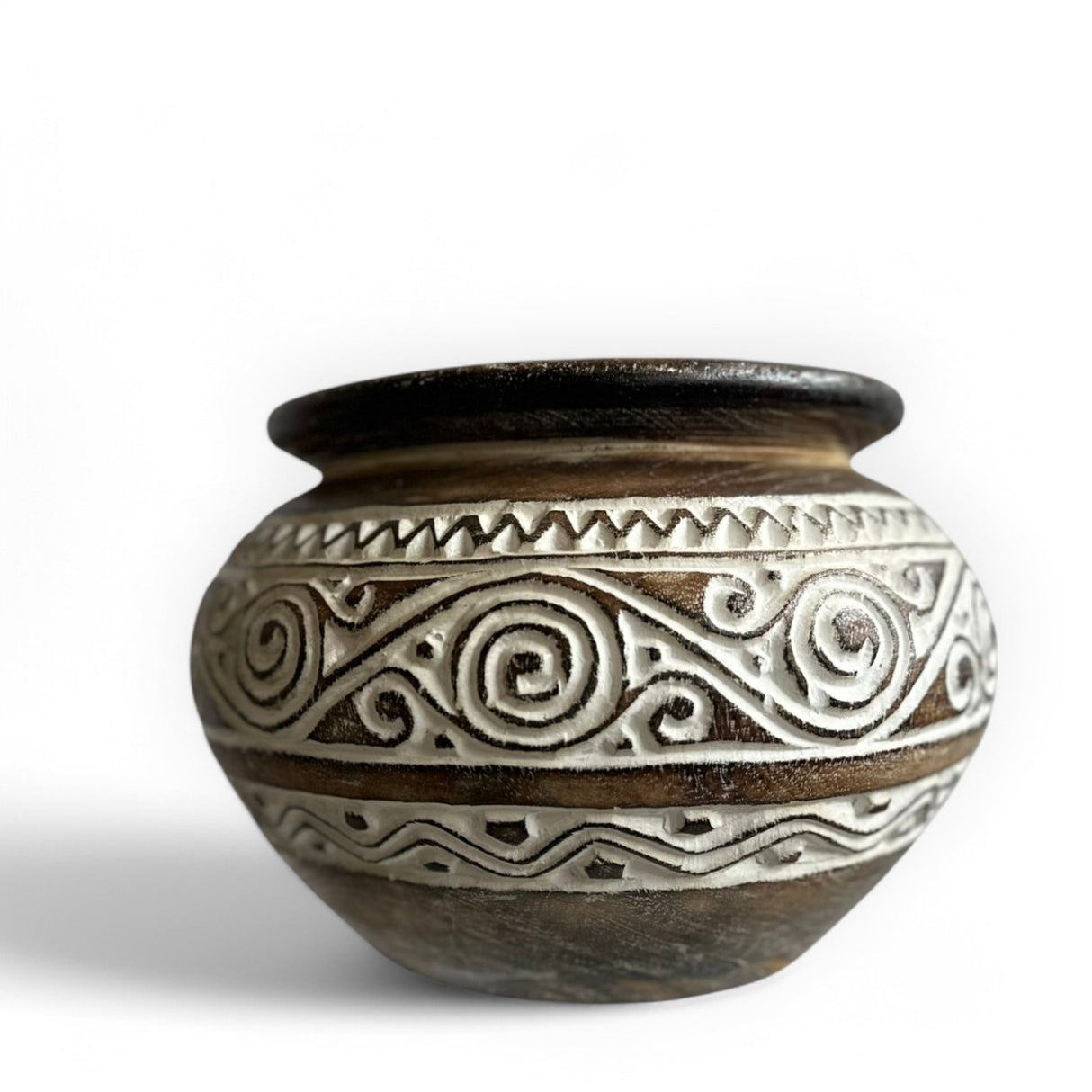 Carved Wooden Bowl | Natural, Tall