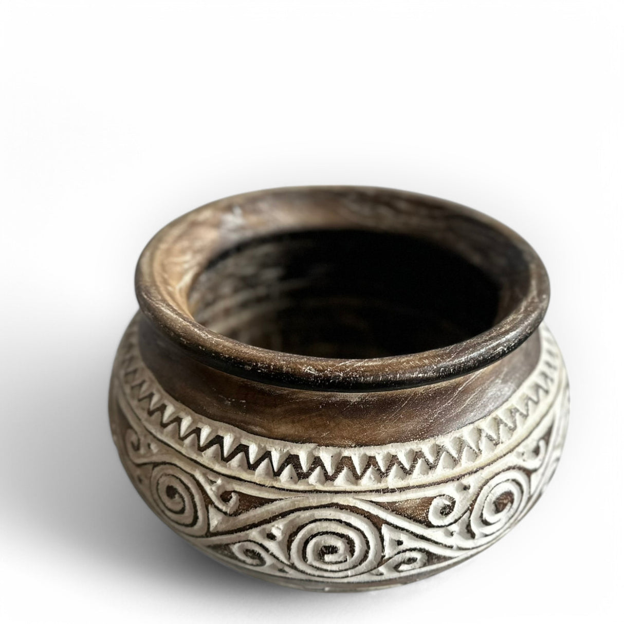 Carved Wooden Bowl | Natural, Tall