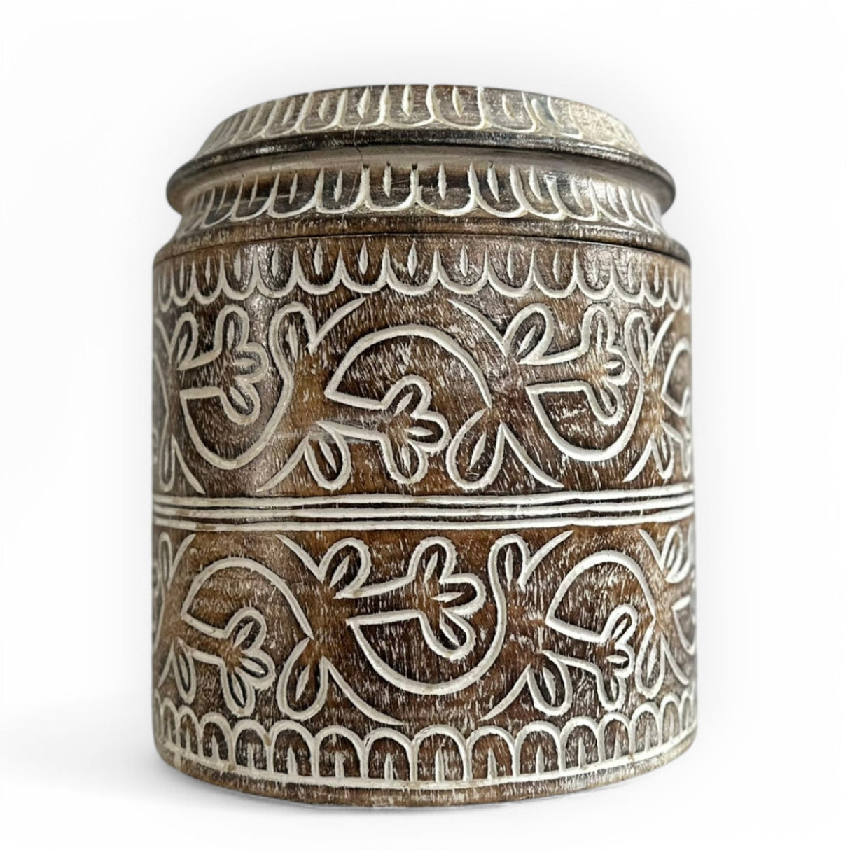 Wooden Pot | Gecko Pattern Thick Lid