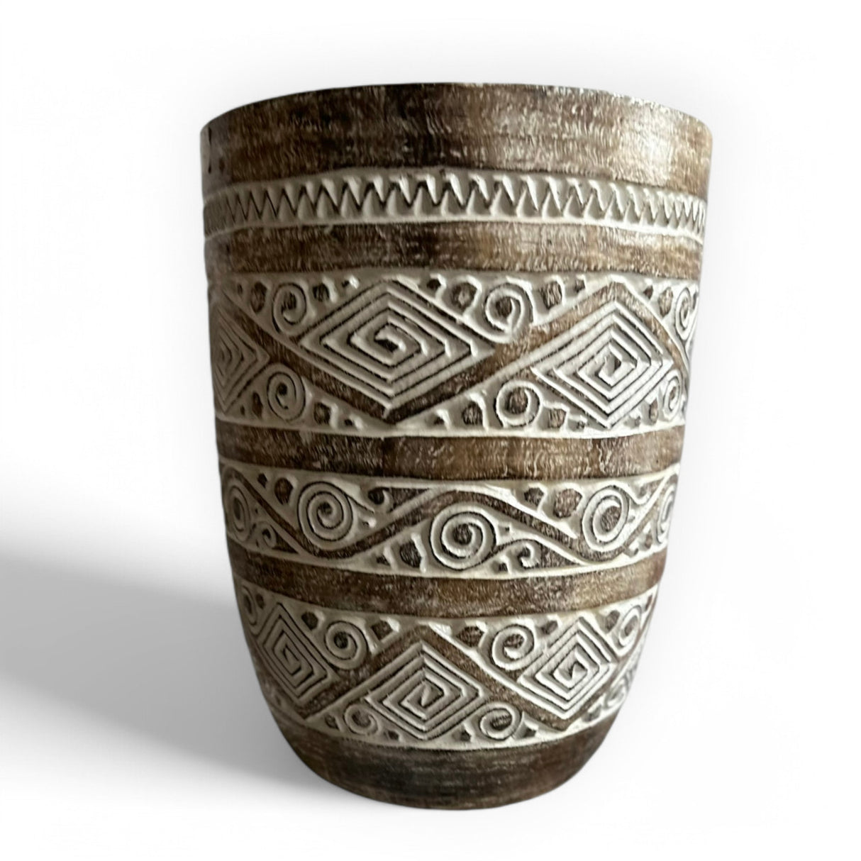 Carved Dome Stool | White, Natural