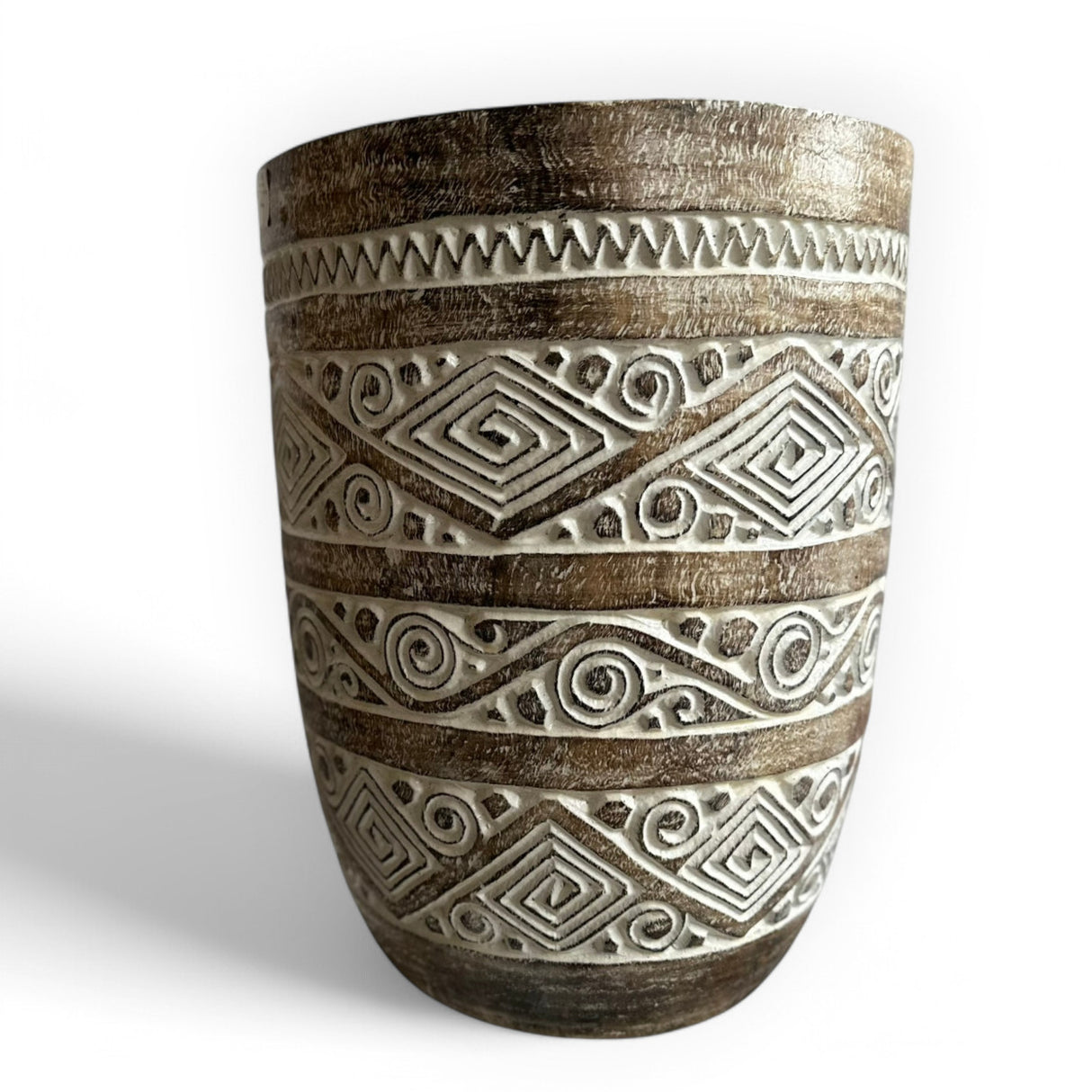 Carved Dome Stool | White, Natural