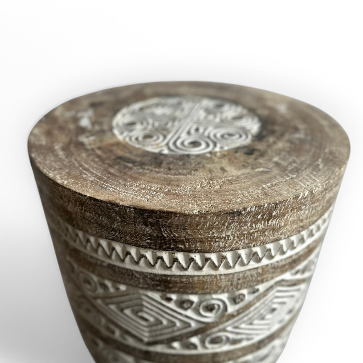 Carved Dome Stool | White, Natural