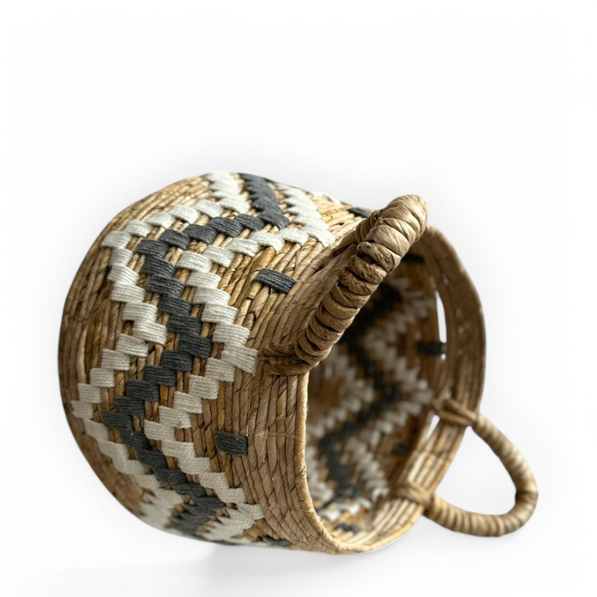 Basket Bowl Zig Zag | Small, Grey & White