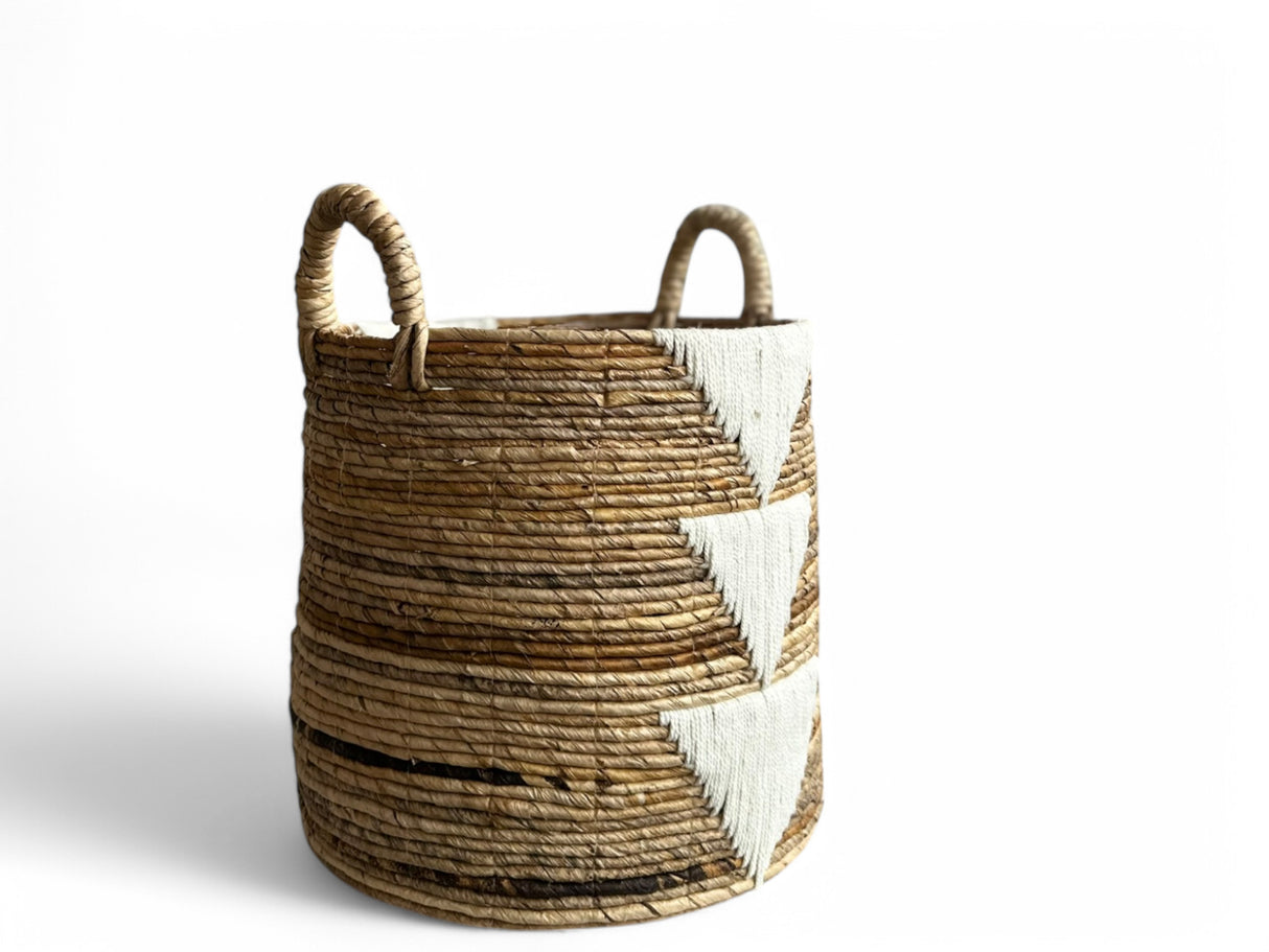 Basket | Medium, White Triangles