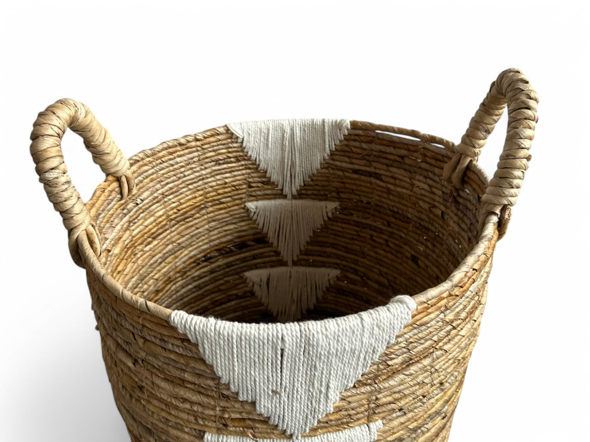 Basket | Medium, White Triangles