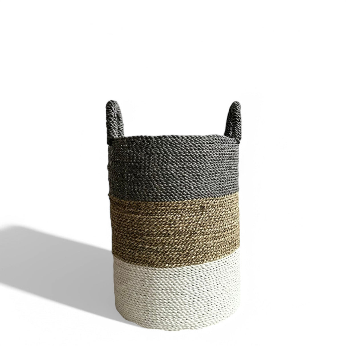 Dual Colour Basket, Small | Natural, White, Grey