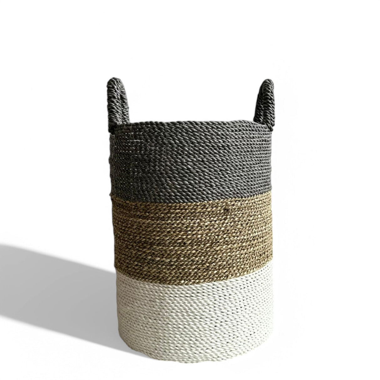 Dual Colour Basket, Medium | Natural, White, Grey