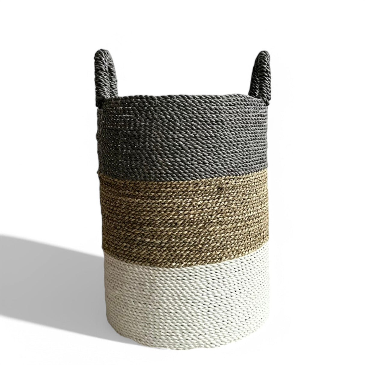 Dual Colour Basket, Large | Natural, White, Grey