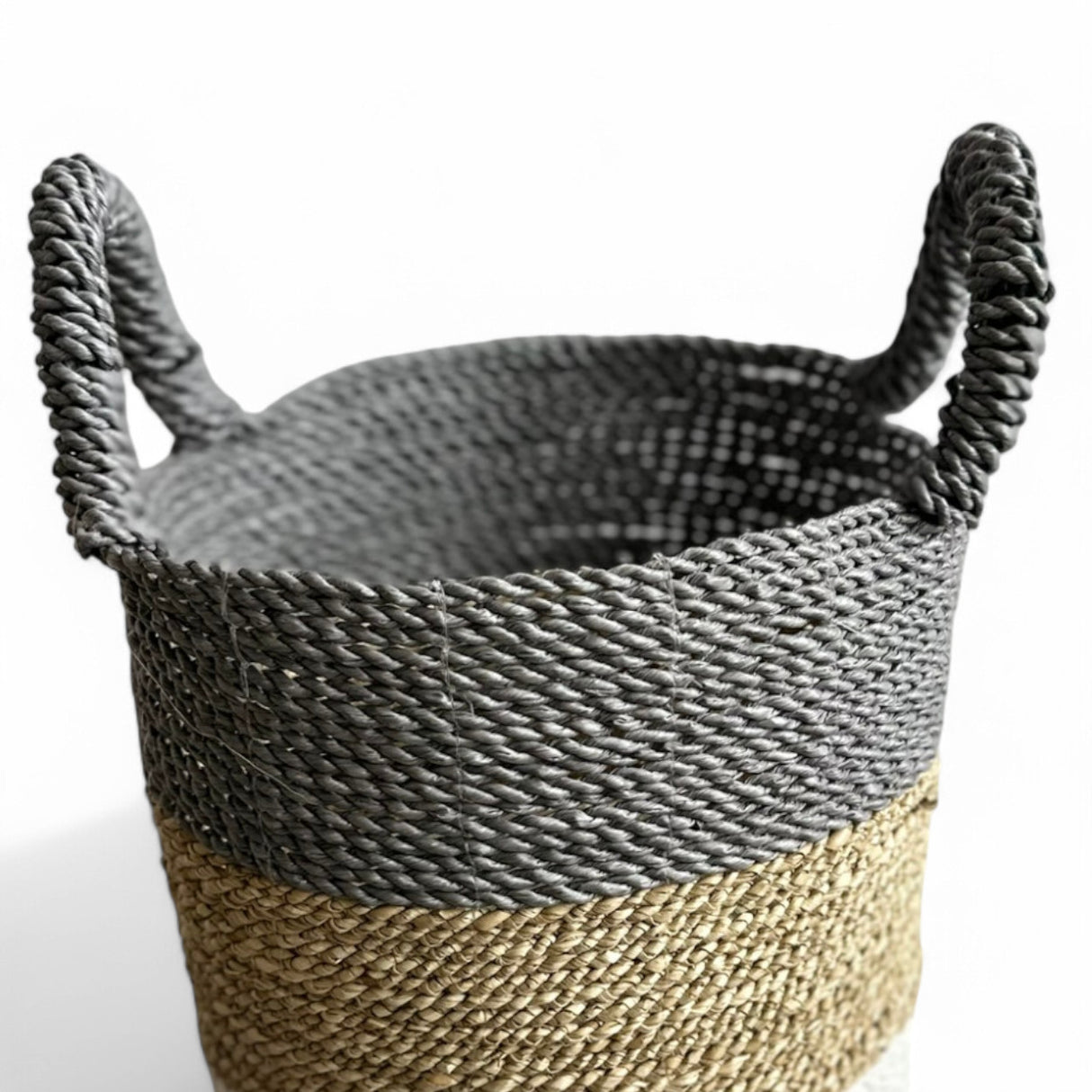 Dual Colour Basket, Small | Natural, White, Grey