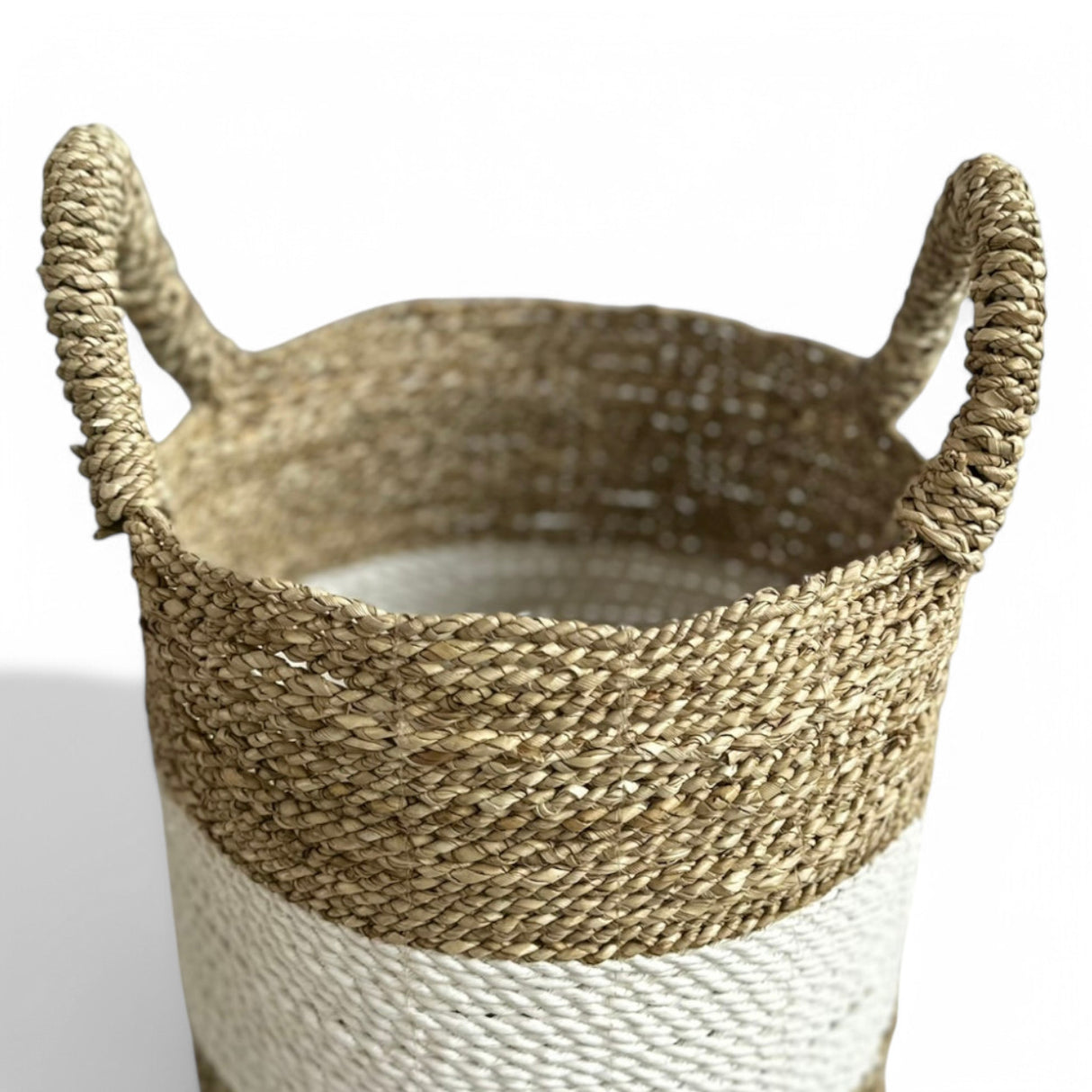 Dual Colour Basket, Medium | Natural & White