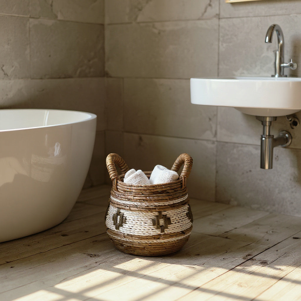 Bowl Basket Cross | Small, Natural & White