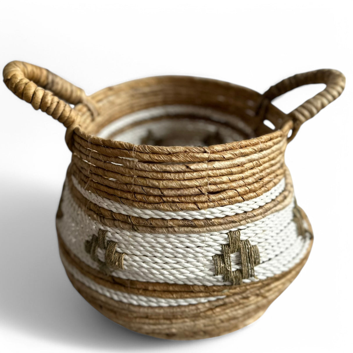 Bowl Basket Cross 48cm | Large, Natural & White