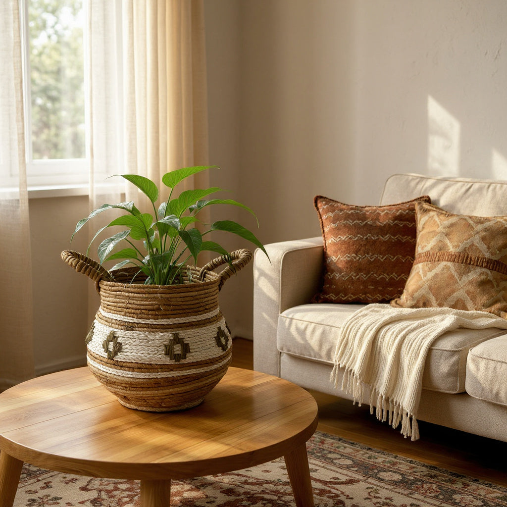 Bowl Basket Cross 37cm | Medium, Natural & White