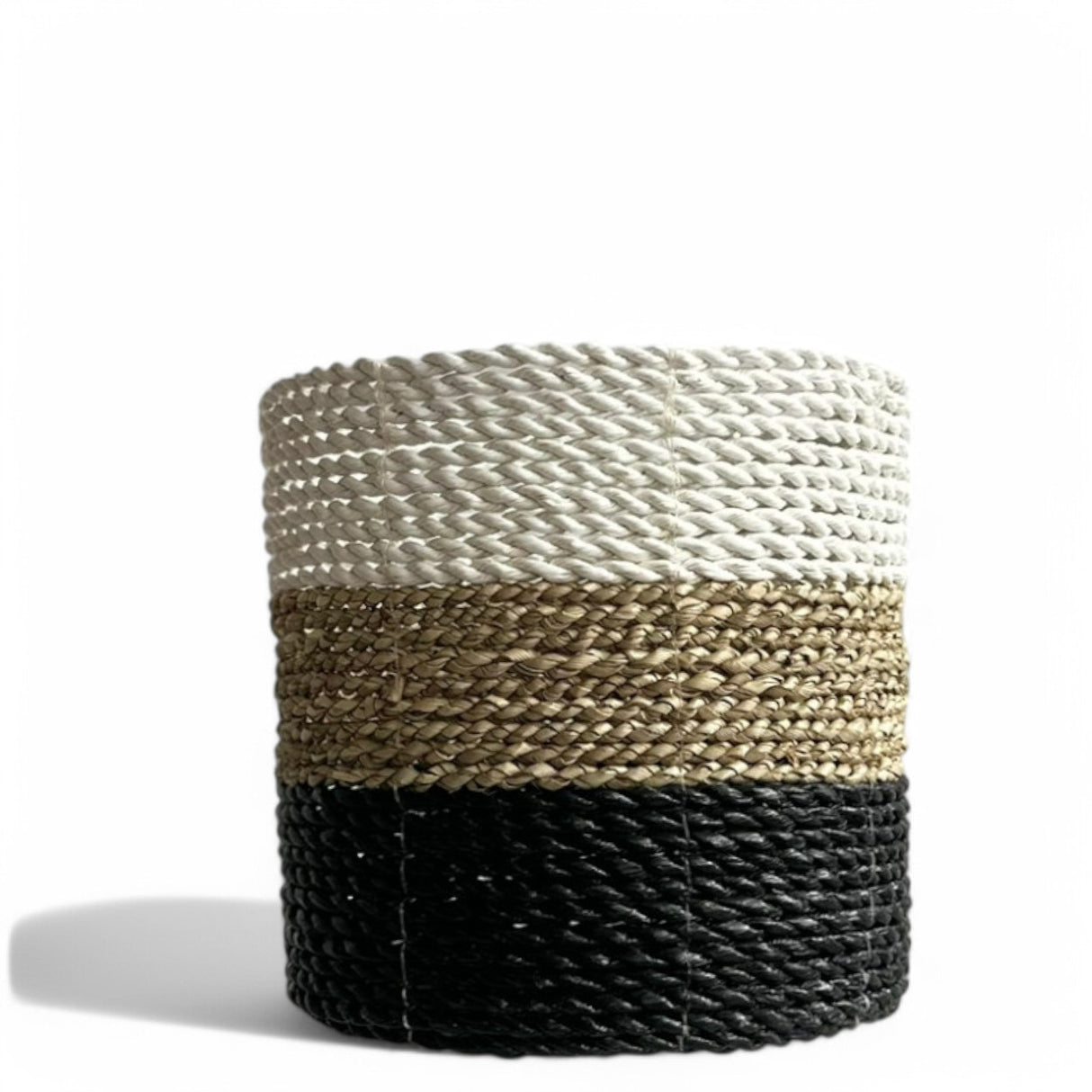 Tube Mini Basket Medium, Tri-colour | Black, Tan, White