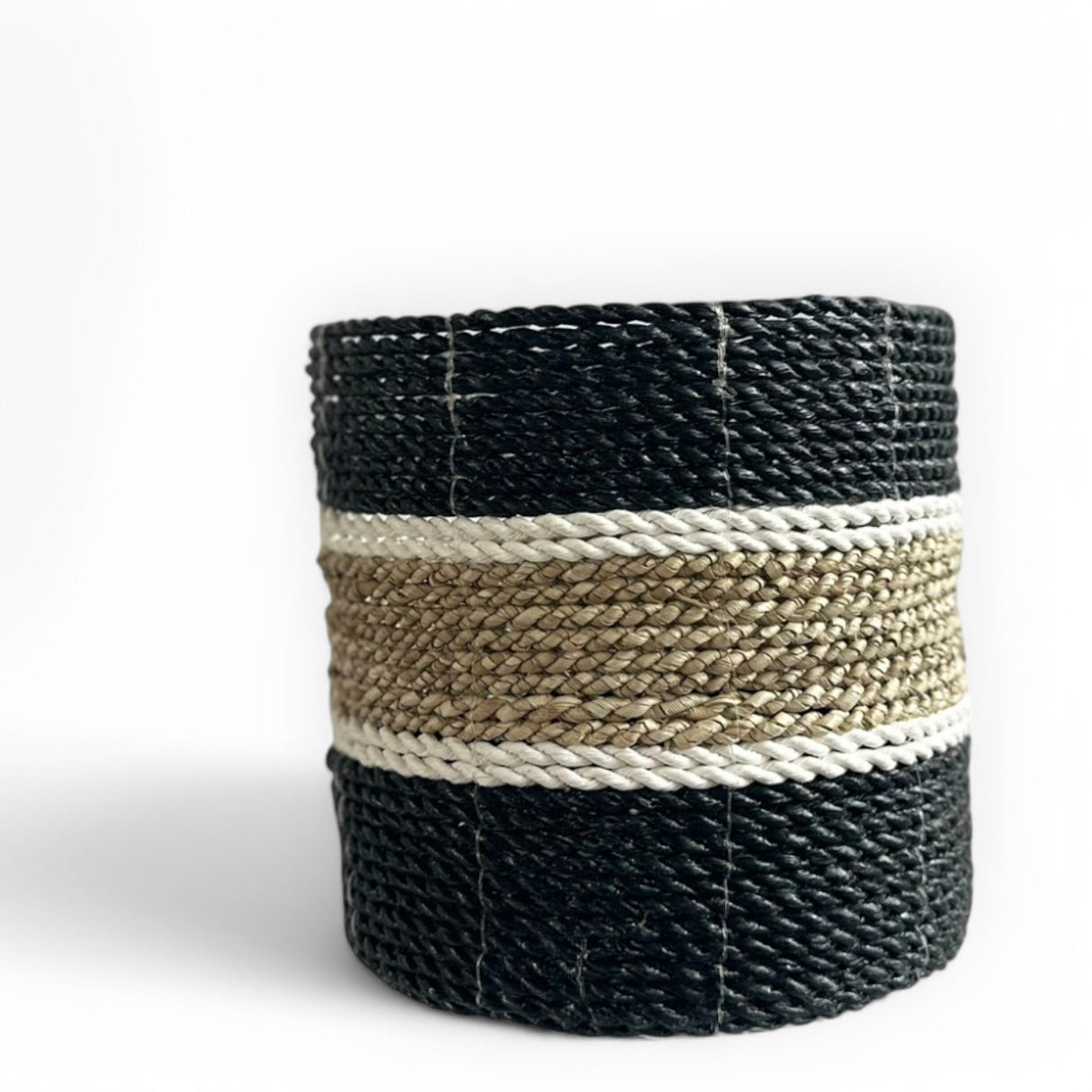 Tube Mini Basket Large | Black, White, Tan