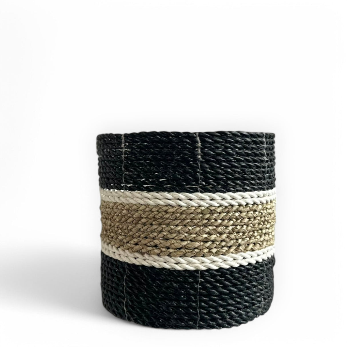 Tube Mini Basket Medium | Black, White, Tan