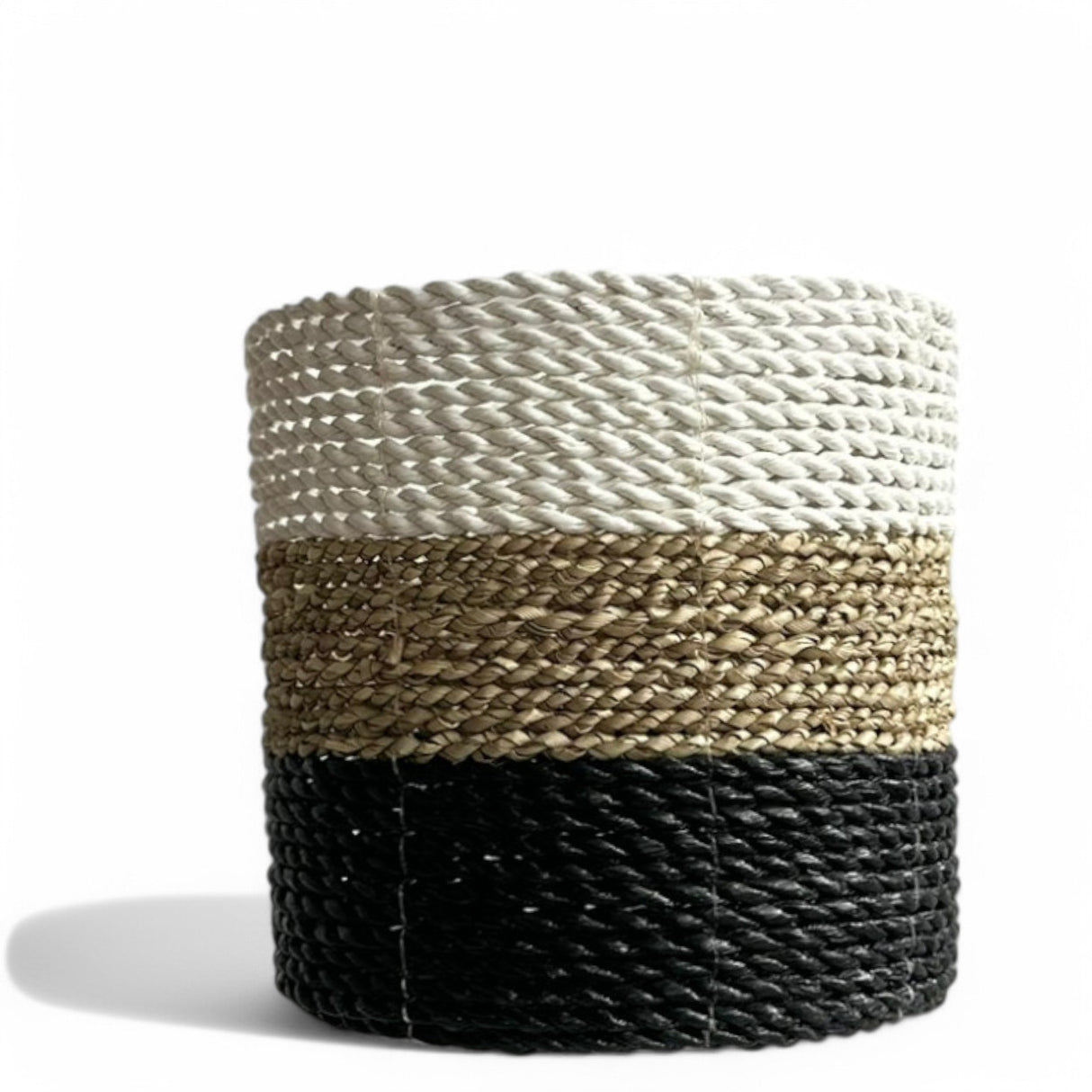 Tube Mini Basket Large, Tri-colour | Black, Tan, White